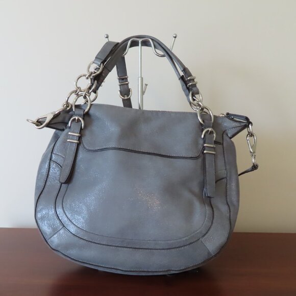 COACH Kristin Laila Pinnacle Round Satchel Shimmer Slate gray leather EUC 19343 - Picture 3 of 13
